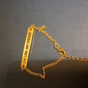 Star Trek Spock Live Long and Prosper quote Goldtone Bracelet